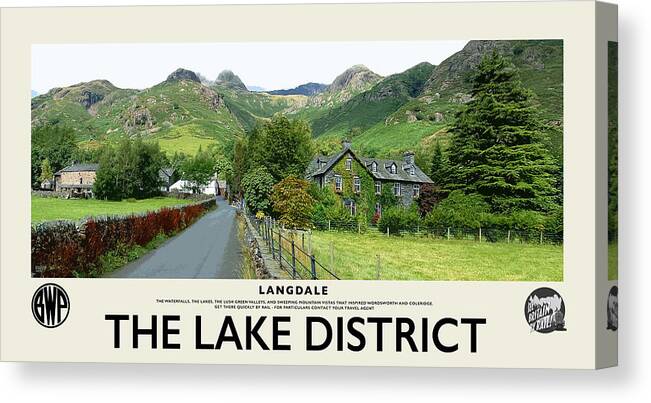 Langdale Canvas Print featuring the photograph Langdale Lake District Destination Cream Railway Poster by Brian Watt