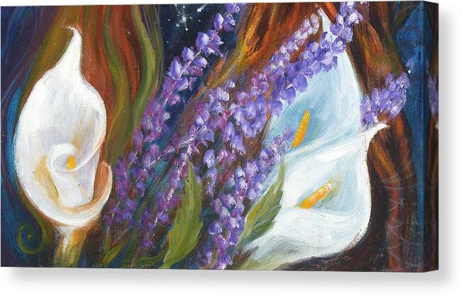  Canvas Print featuring the mixed media Lillies by Sofanya White