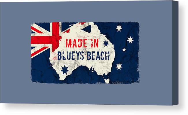Blueys Beach Canvas Print featuring the digital art Made in Blueys Beach, Australia by TintoDesigns