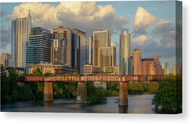 Austin Skyline Canvas Print featuring the photograph Ninja Style Kung Fu Grip by Slow Fuse Photography