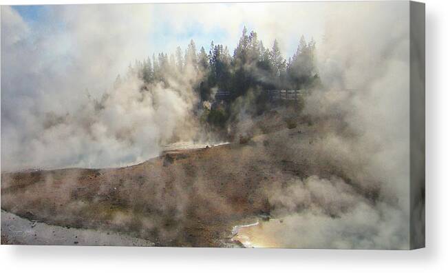 Yellowstone National Park Canvas Print featuring the photograph Norris Geyser Basin Panorama by Suzanne Stout
