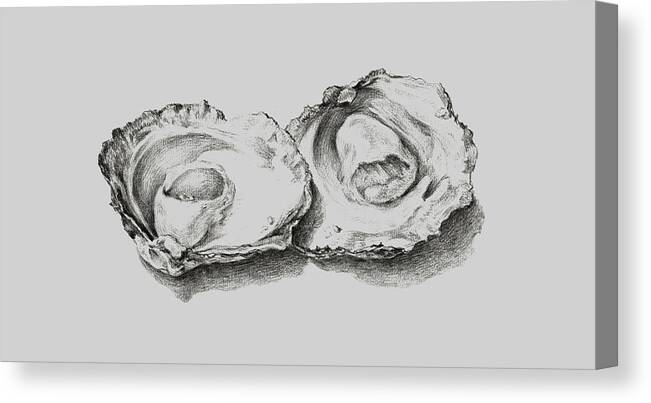 Animal Canvas Print featuring the painting Oysters White by Tony Rubino