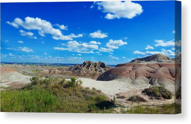 Badlands National Park Canvas Print featuring the photograph Perfect Day in the Badlands National Park by Ally White
