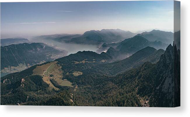 Saint Wolfgang Of Regensburg Canvas Print featuring the photograph Phenomenal views from Mount Schafberg to Lake Attersee by Vaclav Sonnek