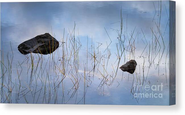 Rock Canvas Print featuring the photograph Rocks, Grass, Water and Reflections by Philip Preston