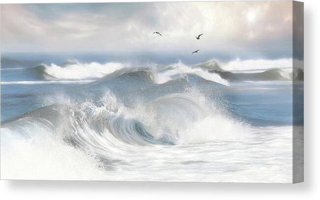 Beach Canvas Print featuring the mixed media Seas the Day by Lori Deiter