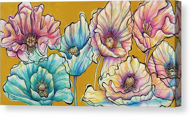 Poppy Painting Canvas Print featuring the painting Seven Sages by Darcy Lee Saxton