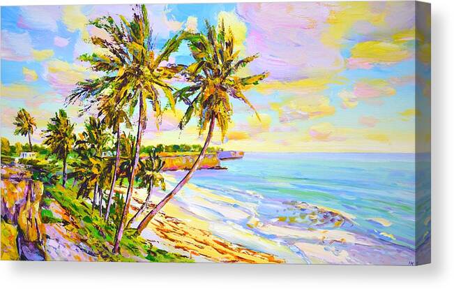 Ocean Canvas Print featuring the painting Sunny Beach. Ocean. by Iryna Kastsova