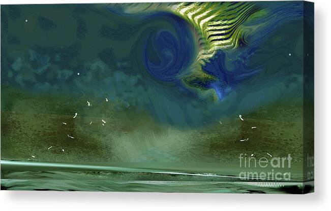 Night Canvas Print featuring the mixed media WINGS No. 3 Wild Sky by Zsanan Studio