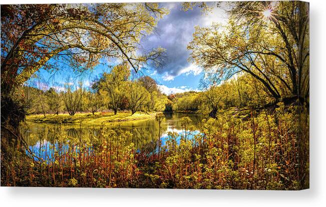 Carolina Canvas Print featuring the photograph The Beauty of the Valley River in Fall by Debra and Dave Vanderlaan