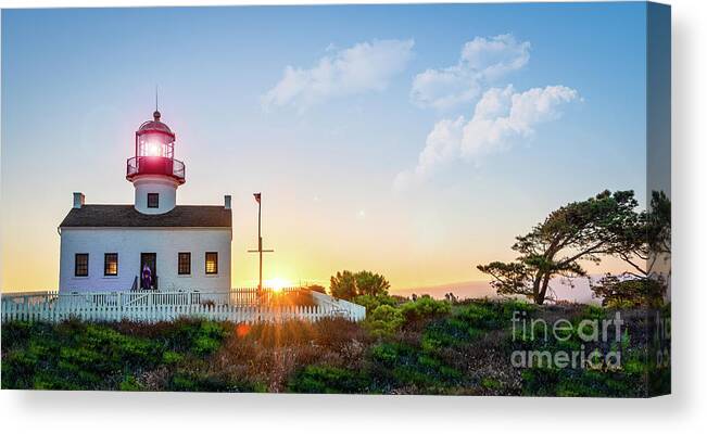 California Canvas Print featuring the photograph The Old Point Loma Lighthouse at Sunset by David Levin
