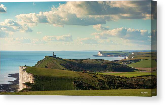White Cliffs Of Dover Canvas Print featuring the photograph The White Cliffs Lighthouse by Ryan Huebel