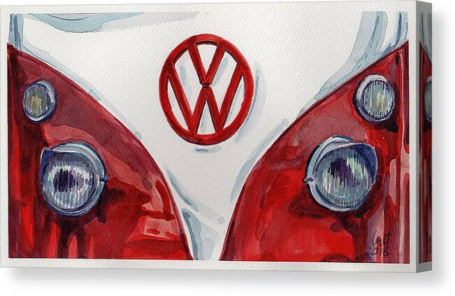 Car Canvas Print featuring the painting Volkswagen by George Cret