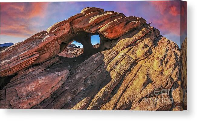 Nevada Canvas Print featuring the photograph Windows To The Monument, Gold Butte National Monument, Nevada by Don Schimmel