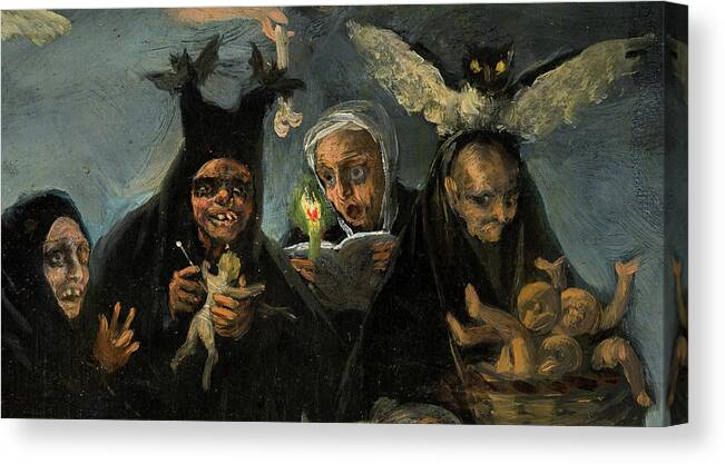 Francisco De Goya Canvas Print featuring the painting Witches' Sabbath, Spell by Francisco Goya