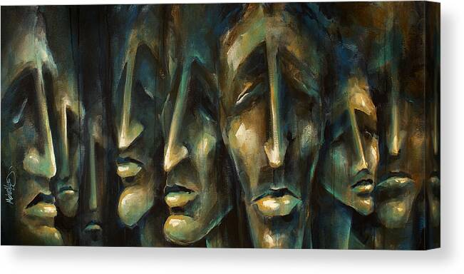 Expressionist Canvas Print featuring the painting ' Jury of Eight ' by Michael Lang