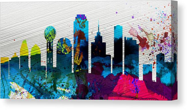 Dallas Canvas Print featuring the painting Dallas City Skyline by Naxart Studio