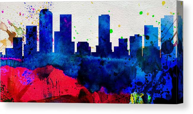 Denver Canvas Print featuring the painting Denver City Skyline by Naxart Studio