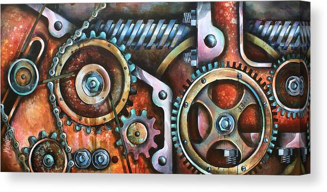 Mechanical Canvas Print featuring the painting ' Harmony 8' by Michael Lang