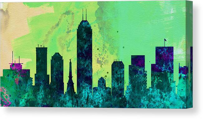 Indianapolis Canvas Print featuring the painting Indianapolis City Skyline by Naxart Studio