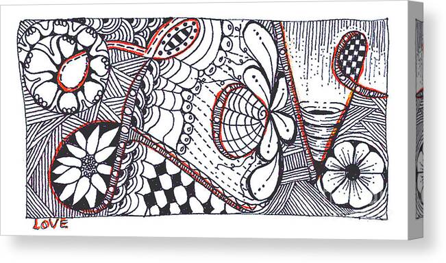 Zentangle Canvas Print featuring the mixed media Love #1 by Ruth Dailey