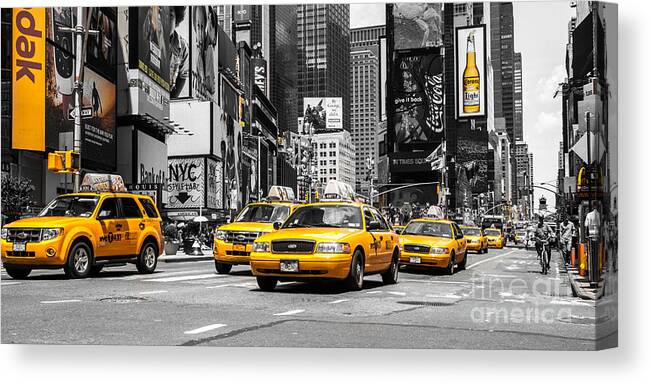 Nyc Canvas Print featuring the photograph NYC Yellow Cabs - ck by Hannes Cmarits