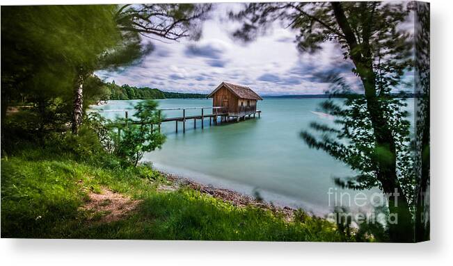 Ammersee Canvas Print featuring the photograph The Boats House #1 by Hannes Cmarits