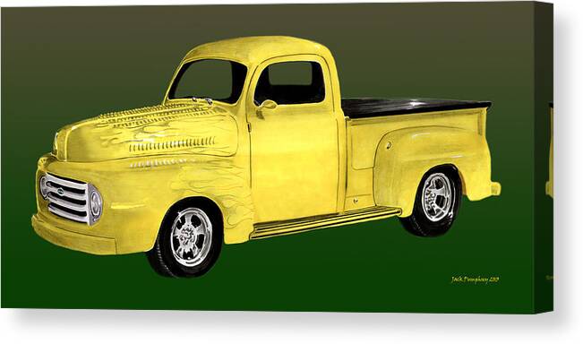 1948 Ford Pick Up Truck Canvas Print featuring the painting 1948 Custom Ford Pick Up by Jack Pumphrey