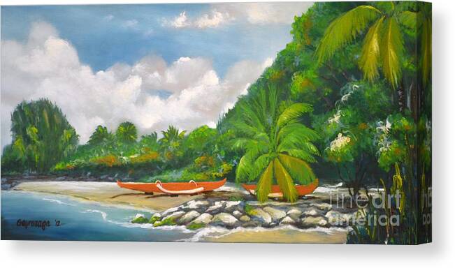 Landscape Canvas Print featuring the painting Haleiwa #2 by Larry Geyrozaga
