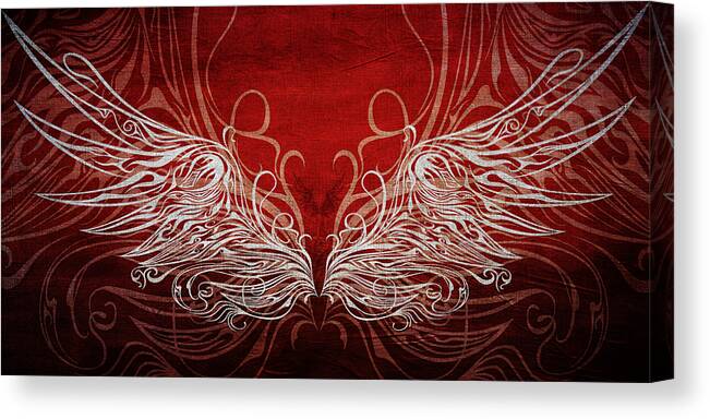 Wing Canvas Print featuring the digital art Angel Wings Crimson by Angelina Tamez