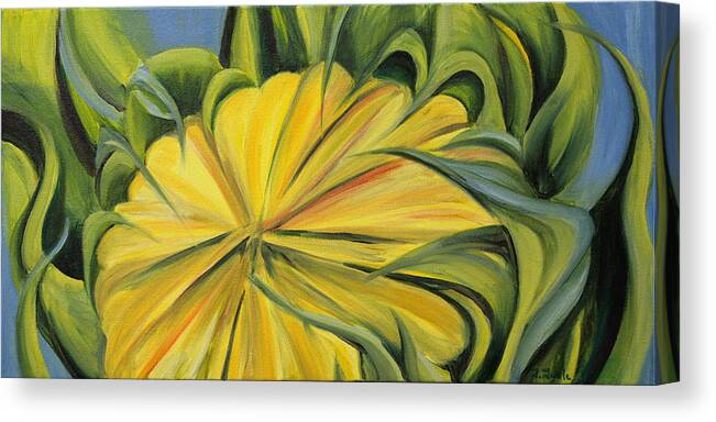 Sunflower Canvas Print featuring the painting Beginning by Trina Teele