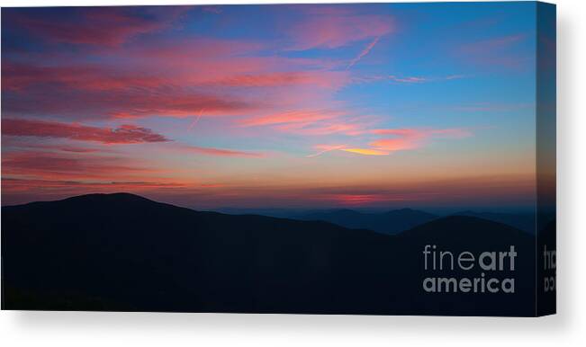Blue Canvas Print featuring the photograph Blue Ridge Mountain Sunrise by Eddie Yerkish