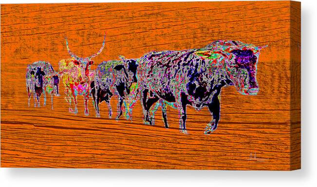 Texas Longhorn Canvas Print featuring the photograph Bulls On The Move by Amanda Smith