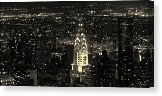 Nyc Canvas Print featuring the photograph Chrysler Building Nyc Panoramic by Joseph Hedaya