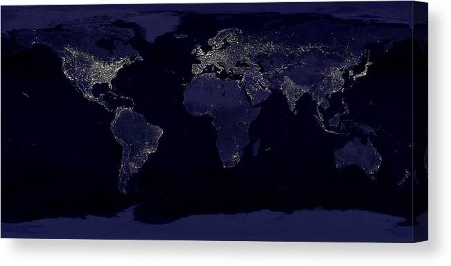 Earth At Night Canvas Print featuring the photograph City Lights by Sebastian Musial