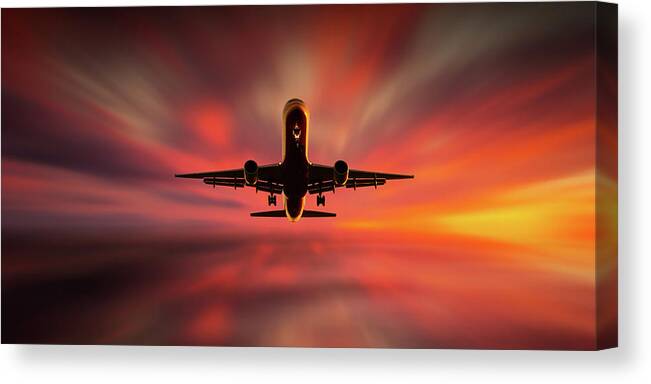 Airplane Canvas Print featuring the photograph Colorful Landing. by Leif L?ndal