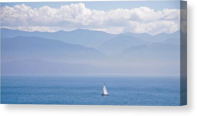 Sailboat Canvas Print featuring the photograph Colors of Alaska - Sailboat and Blue by Natalie Rotman Cote