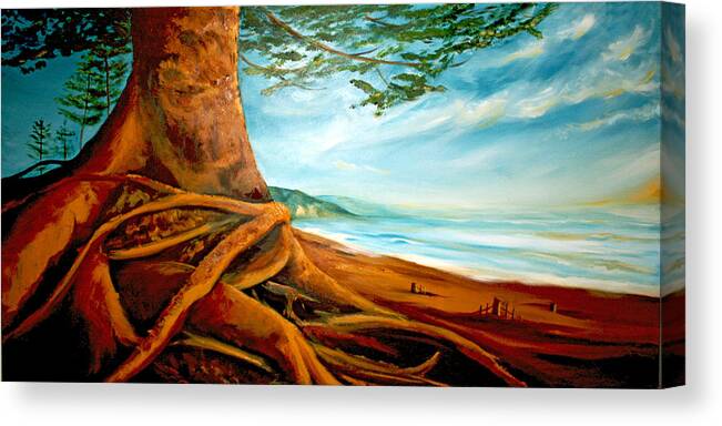Landscape Canvas Print featuring the painting Distant Shores Rejoice by Meaghan Troup