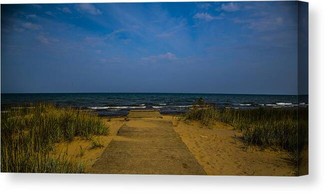 Illinois Canvas Print featuring the photograph End of the Beach Path by Angus HOOPER III