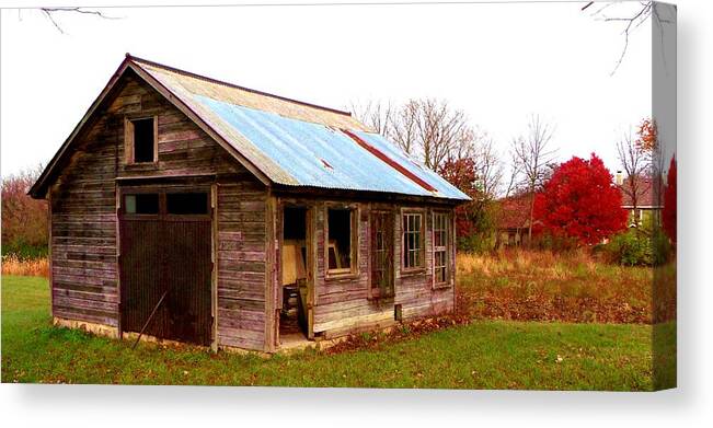 Old Shack Canvas Print featuring the photograph Fall Shack by Mykul Anjelo