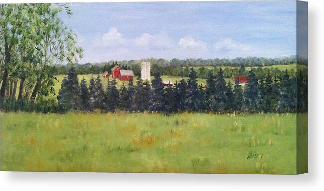 Bucks County Canvas Print featuring the painting Farm in Rushland by Margie Perry