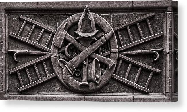 Fire Canvas Print featuring the photograph Firefighter Symbols by Phil Cardamone