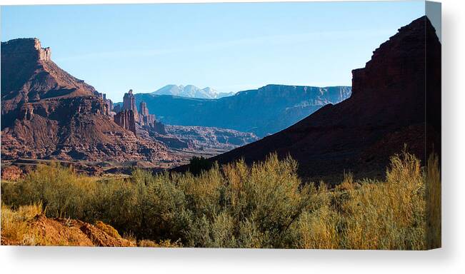 Dakota Canvas Print featuring the photograph Fisher Towers by Greni Graph
