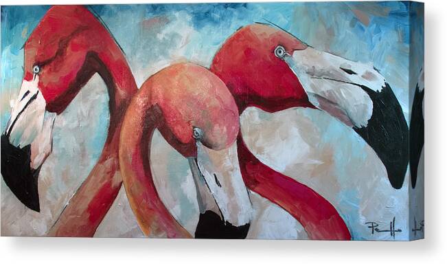 Flamingo Canvas Print featuring the painting Flaming Joes by Sean Parnell