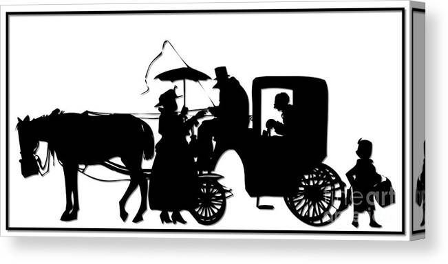 Horses Canvas Print featuring the digital art Horse and Carriage Silhouette by Rose Santuci-Sofranko