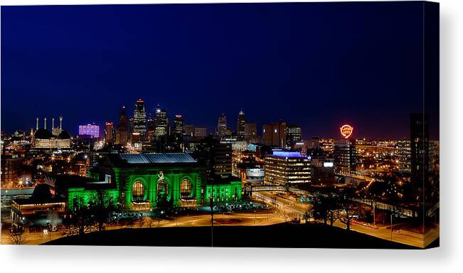 Kansas City Canvas Print featuring the photograph Kansas City Skyline by Sennie Pierson