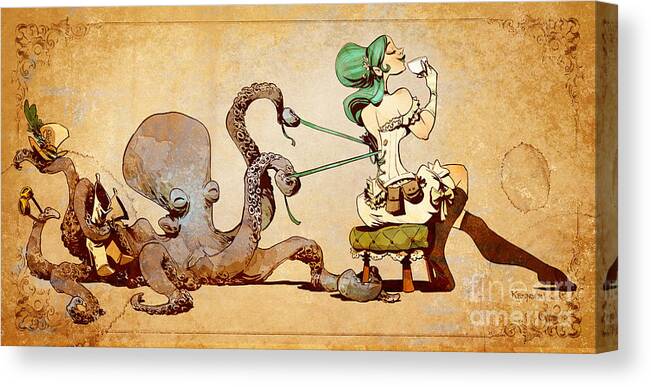 Steampunk Canvas Print featuring the digital art Lacing Up by Brian Kesinger