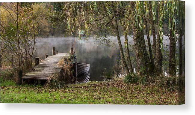 Loch Ard Canvas Print featuring the photograph Loch Ard Jetty by Nigel R Bell