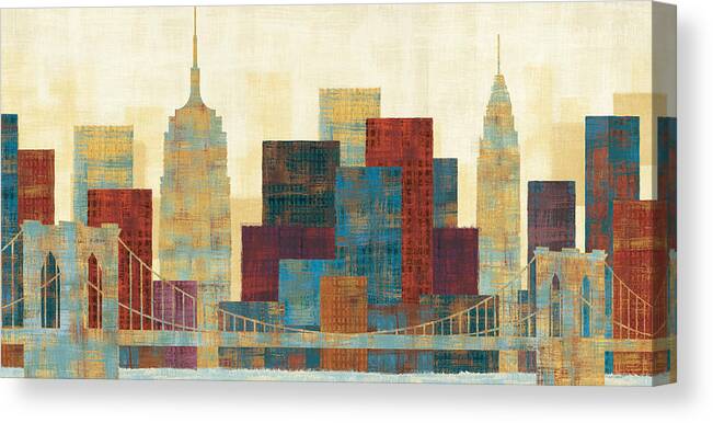 Blue Canvas Print featuring the painting Majestic City by Michael Mullan