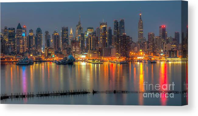Clarence Holmes Canvas Print featuring the photograph New York City Skyline Morning Twilight XII by Clarence Holmes